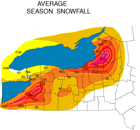 Snowfall Averages North of Buffalo